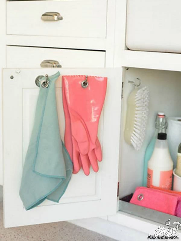 مرتب کردن کابینت زیر سینک ظرفشویی کابینت زیر سینک ظرفشویی